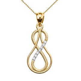 Infinity Diamond Yellow Gold Rope Pendant Necklace