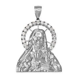 White Gold Sacred Heart Of Jesus Pendant