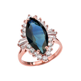4 Ct CZ Sapphire September Birthstone Ballerina Rose Gold Proposal Ring
