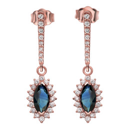 Diamond And Sapphire Rose Gold Elegant Earrings