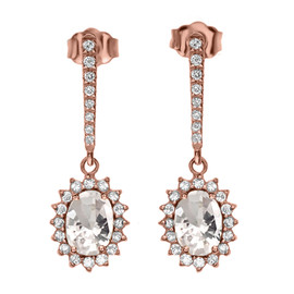 Diamond And April Birthstone CZ Rose Gold Elegant Earrings