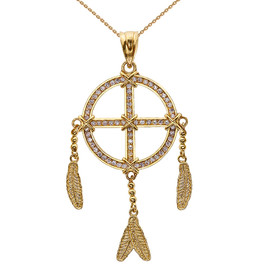 Yellow Gold And Diamond Dream Catcher Pendant Necklace