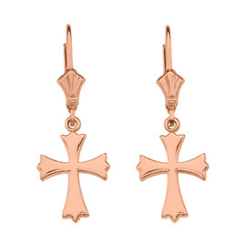 14K Rose Gold Roman Catholic Earrings