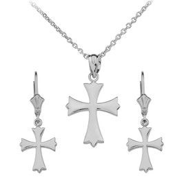 Sterling Silver Roman Catholic Necklace Earring Set