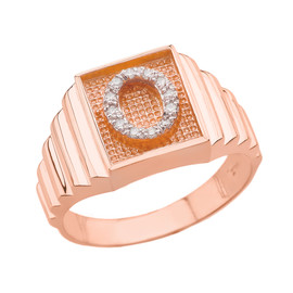 Rose Gold Diamond Initial O Ring