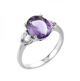 White Gold (LCA) Alexandrite and White Topaz Ring