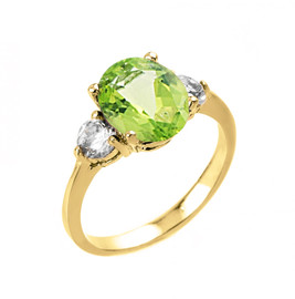 Yellow Gold Peridot and White Topaz Ring