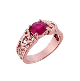 Rose Gold Celtic Knot (LCR) Ruby Gemstone Ring