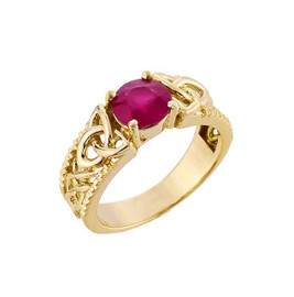 Yellow Gold Celtic Knot (LCR) Ruby Gemstone Ring