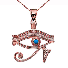 Eye of Horus Rose Gold Turquoise Pendant Necklace