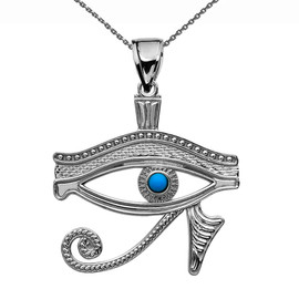 Eye of Horus Sterling Silver Turquoise Pendant Necklace