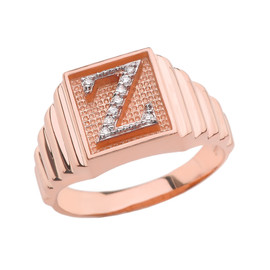 Rose Gold Diamond Initial Z Ring