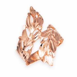 Rose Gold Diamond Cut Laurel Wreath Leaf Ring