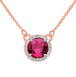 14k Rose Gold Diamond Alexandrite Necklace