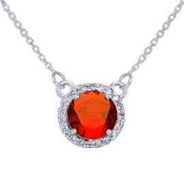 14k White Gold Diamond Garnet Necklace