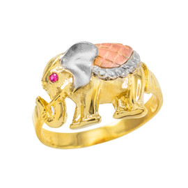 Gold CZ Elephant Ring in Three Colors