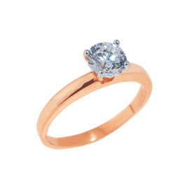 Rose Gold Round Cut CZ Engagement Ring