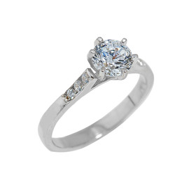 White Gold Engagement Ring with Cubic Zirconia