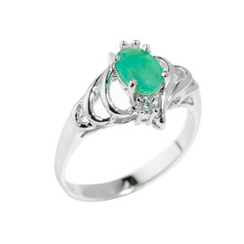 Sterling Silver May Birthstone Emerald Ring