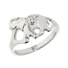 925 Sterling Silver CZ Studded Elephant Ring