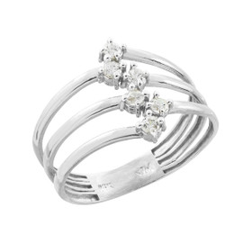 Sterling Silver Three-Band CZ Ring