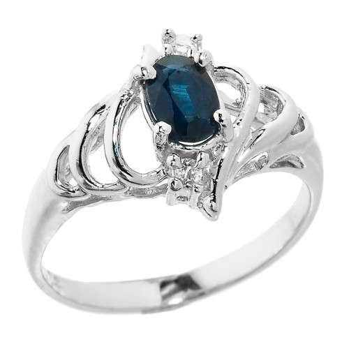 Sterling Silver Genuine Blue Sapphire September Birthstone Ladies Ring