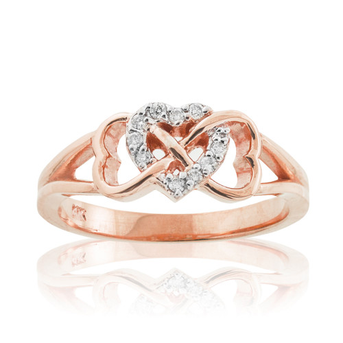 Rose Gold Diamond Infinity Heart Ring