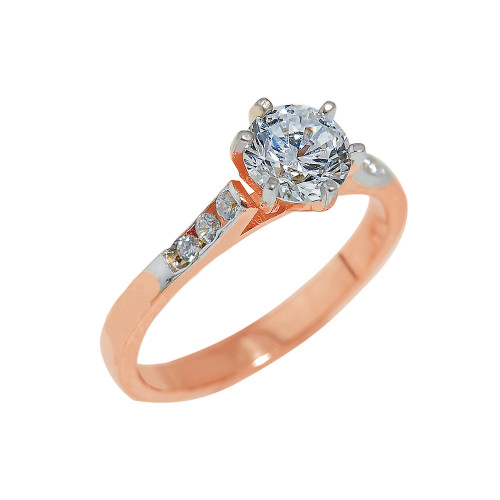 Rose Gold Engagement Ring with Cubic Zirconia