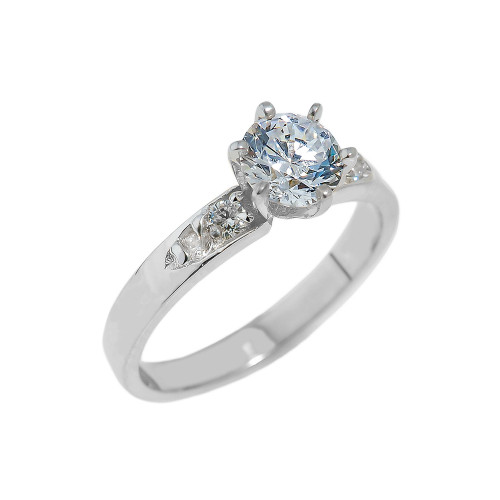 White Gold Engagement Ring with CZ