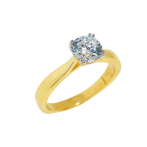 Gold Ladies Engagement Ring with CZ