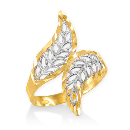 Two-Tone Gold Diamond Cut Filigree Ring