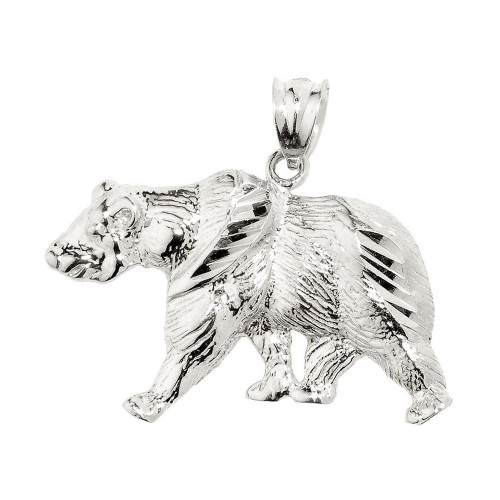 Sterling Silver Diamond Cut Bear Pendant