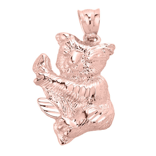 Solid Rose Gold Diamond Cut Koala Bear Pendant