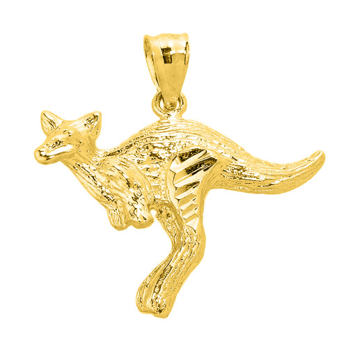 Yellow Gold Diamond Cut Kangaroo Pendant