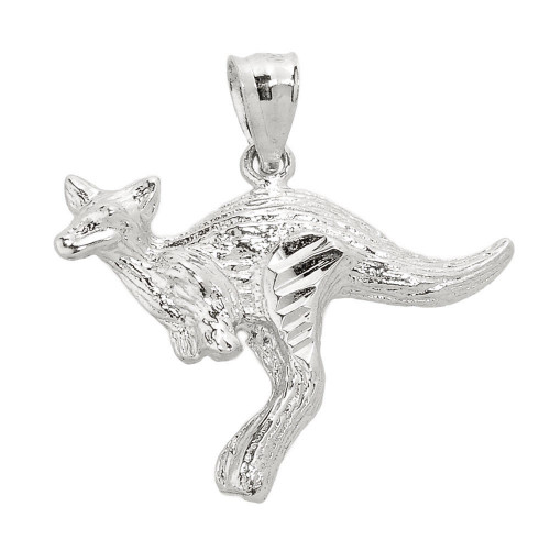 Sterling Silver Diamond Cut Kangaroo Pendant