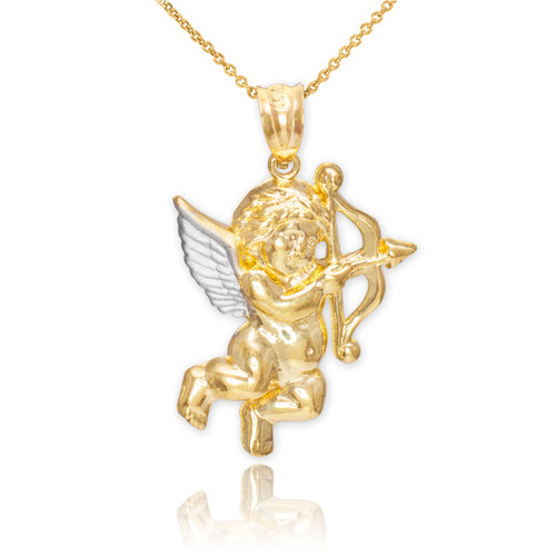 Two-Tone Gold Cupid Pendant Necklace