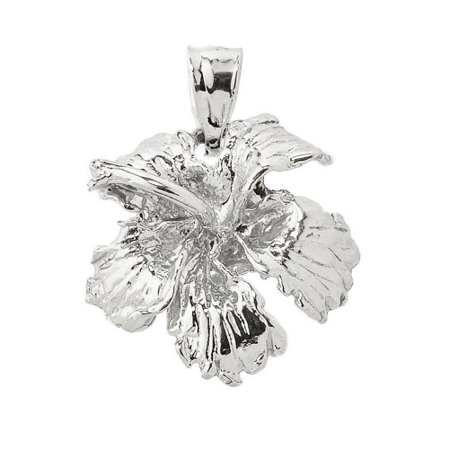 Sterling Silver Caribbean Hibiscus (Malvaceae) Flower Charm Pendant