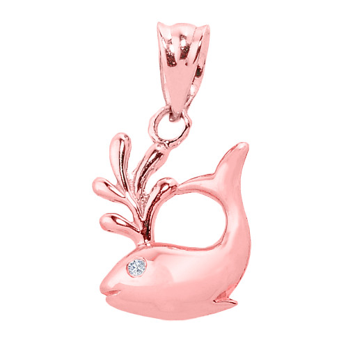 Rose Gold Diamond Whale Charm Pendant