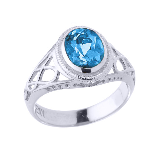 Sterling Silver Celtic Lady's CZ Birthstone Ring