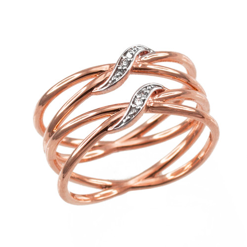 Rose Gold Dainty Double Infinity Orbit Ring with Diamonds