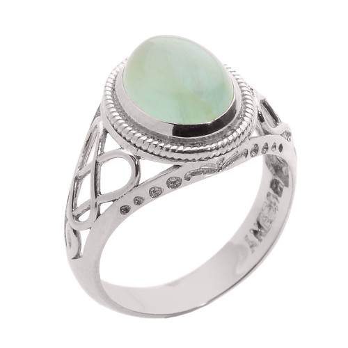 Sterling Silver Celtic Trinity Knot Aquamarine Ring