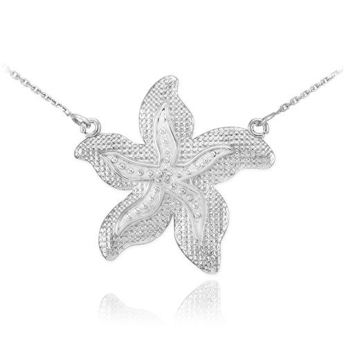 14k White Gold Diamond Starfish Necklace