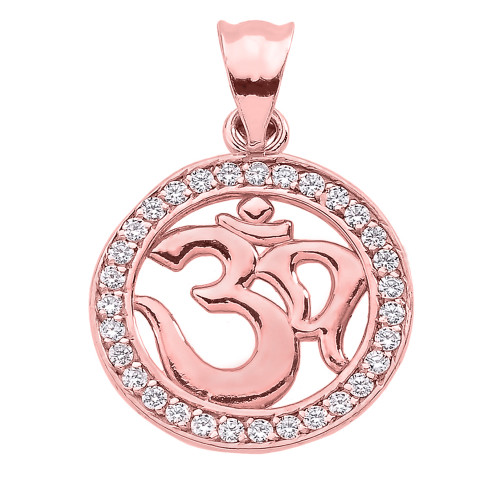 Rose Gold CZ Studded Om/Ohm Pendant