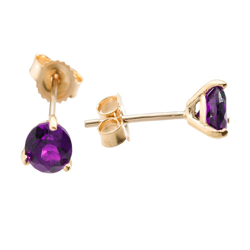 Yellow Gold Amethyst Martini Stud Earrings