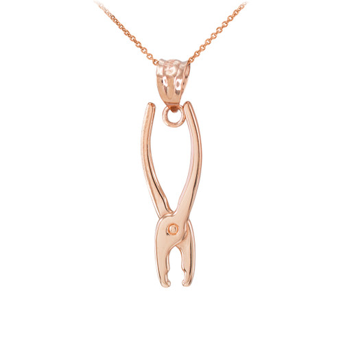 Polished Rose Gold Pliers Pendant Necklace