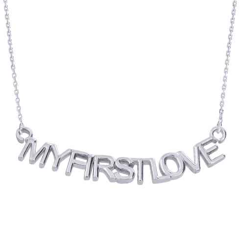 14K White Gold  "MYFIRSTLOVE" Pendant Necklace