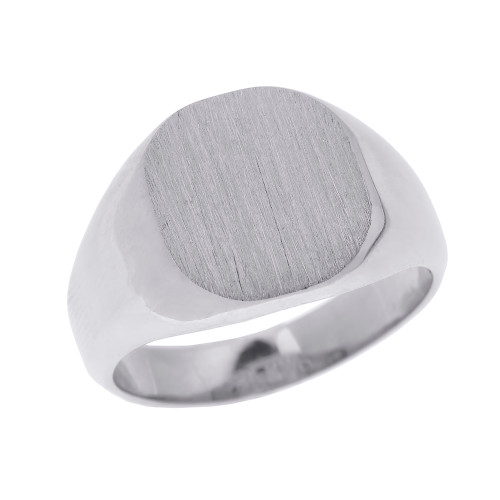 Solid White Gold Engravable Men's Signet Ring