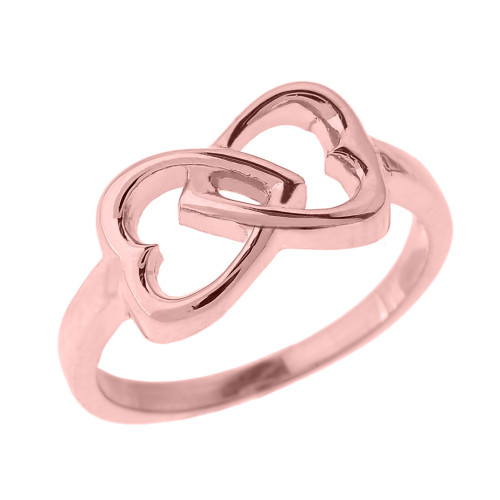 Rose Gold Infinity Double Heart Ring