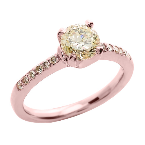 14k Rose Gold 1.0 ct Diamond Engagement Solitaire Ring