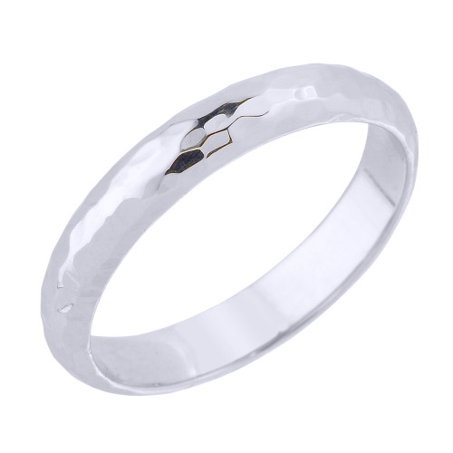 Sterling Silver 4 mm Hammered Wedding Band